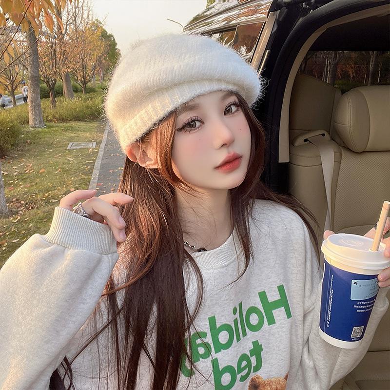 Beret autumn and winter face little girl painter hat versatile classic British retro newsboy hat