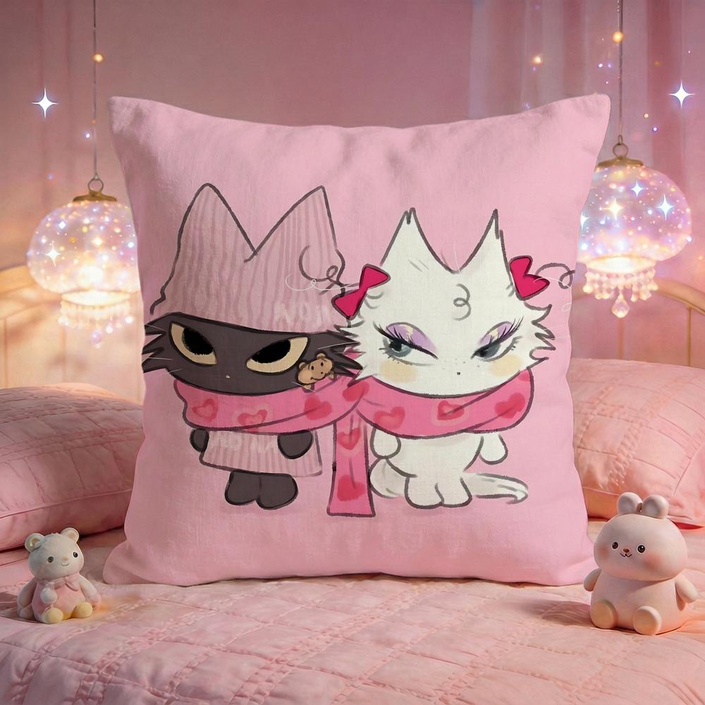 Pink Kitty Dream Cushion Cover Premium Comfort Reversible Pillow Cove Two in One Design for Any Room Car Interior