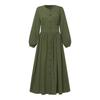 2024 Retro Puff Sleeve Dress: Elegant Solid Color Muslim Women's Clothing for Spring and Autumn