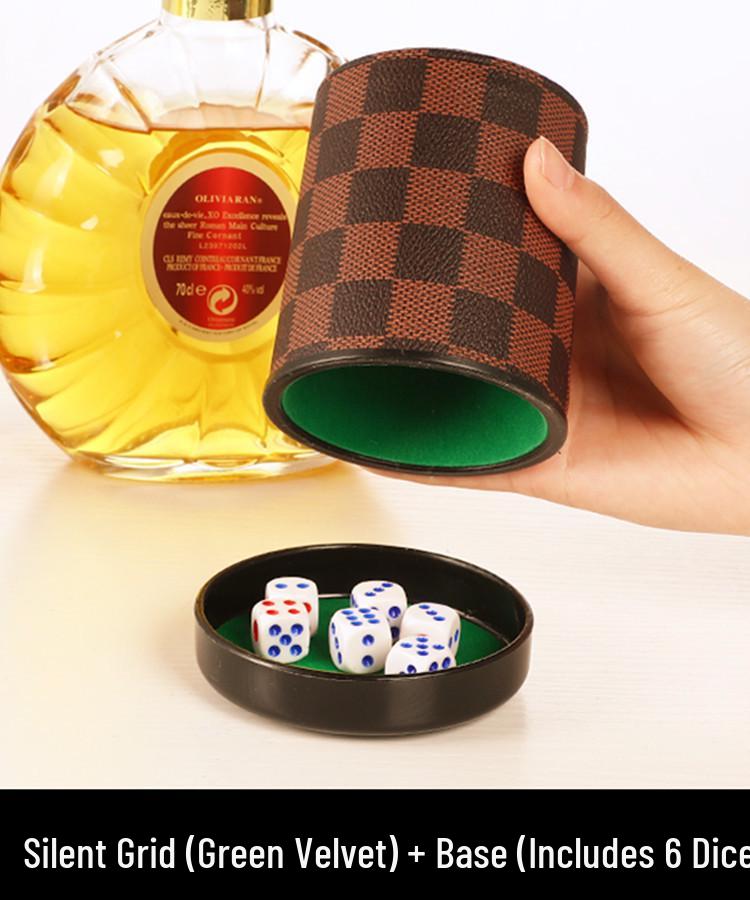 Flockad Ljudabsorberande Läder Tärningskopp Set med 6 Tärningar