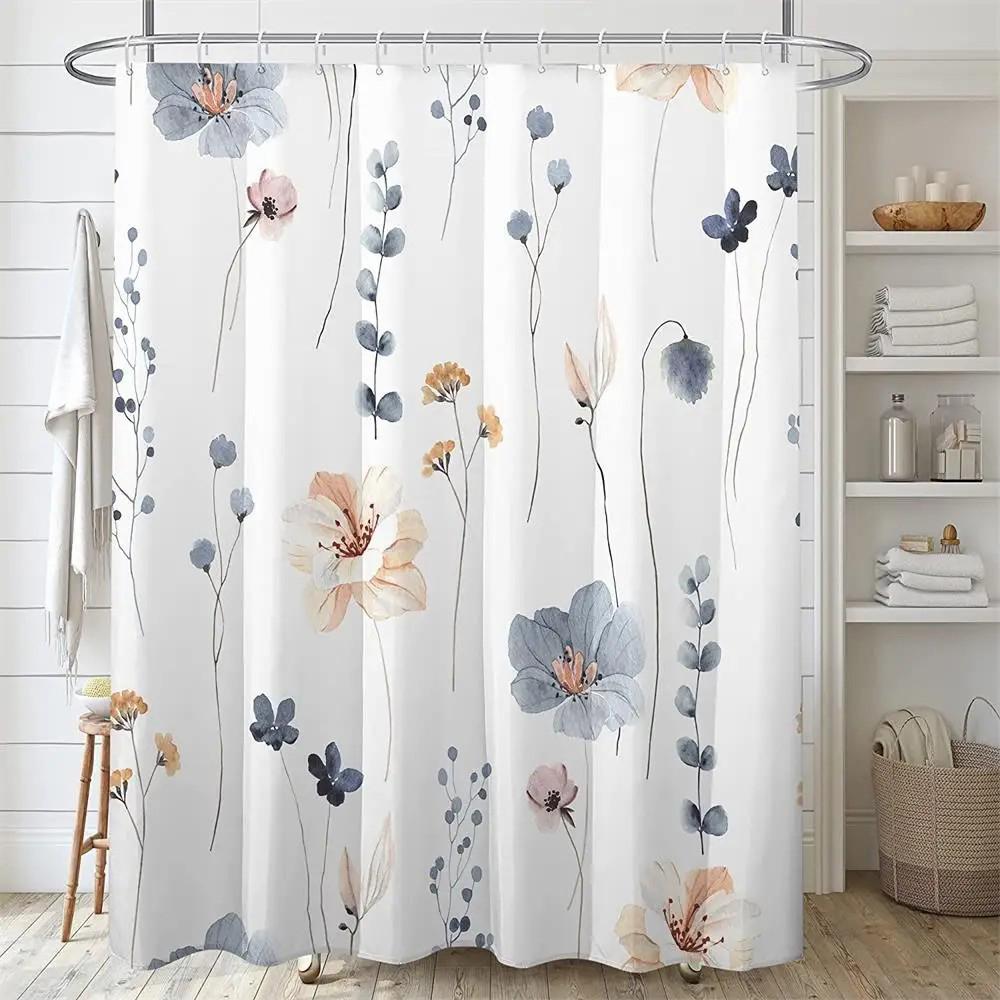 SHU1 3D Printed Tropical Jungle Plants Design Bath Curtain Polyester Waterproof Shower Curtain, 180x180cm