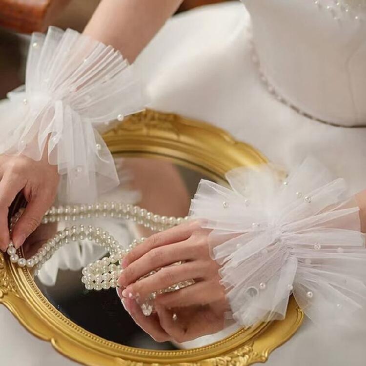 Tüll Stretch Handgelenksmanschetten Paar für Historische Kostümpartys Nietenarmband für Cosplay und Mode