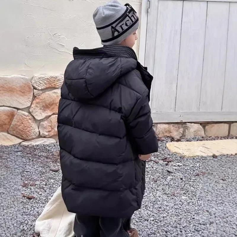 Kinder Weiße Entendaunenjacke Dicke Warme Lange Oberbekleidung für Jungen Mädchen Parkas 2024 Winter Neue Casual Teenager Kinder Mäntel