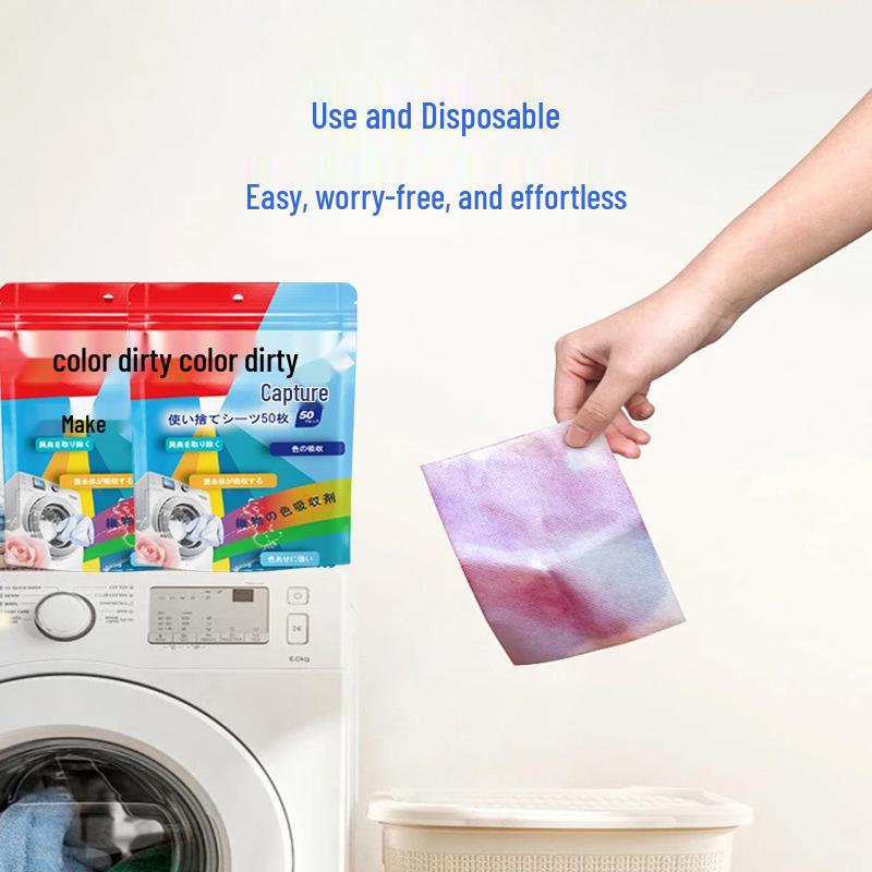 

50 шт. Листы для стирки, поглощающие цвет: Предотвращает выцветание и окрашивание цвета
