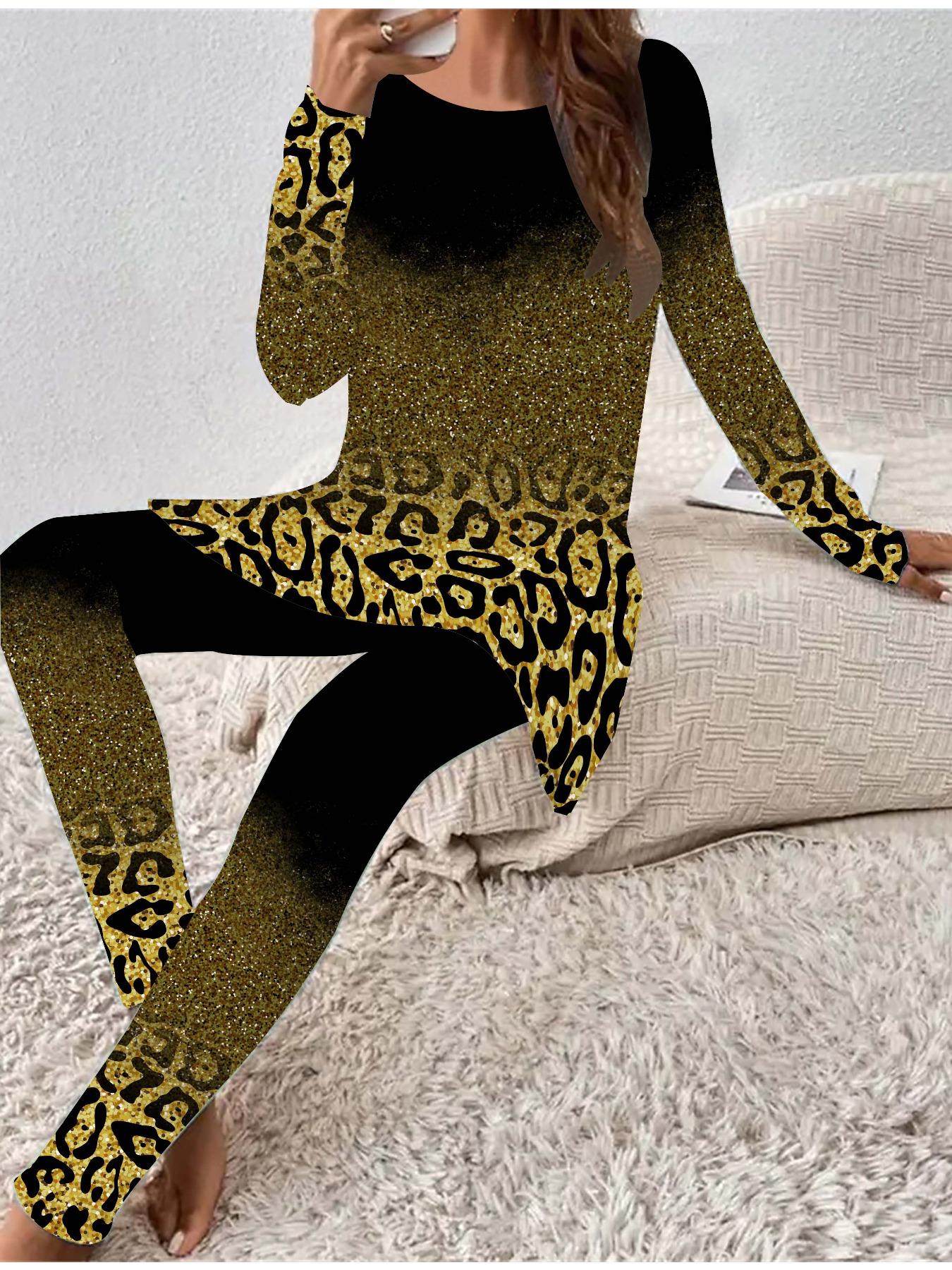 

Евро-американская мода 3D-принт Женская футболка с длинным рукавом на все сезоны + Длинные брюки Набор из двух предметов. Идеальный подарок на Новый год и Рождество 1XL серый