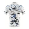 Men's Zip Up Printed Cycling Jersey, Quick Dry, Moisture Wicking, Breathable Short Sleeves MTB Mountain Bike Shirt For Biking & Riding Sports