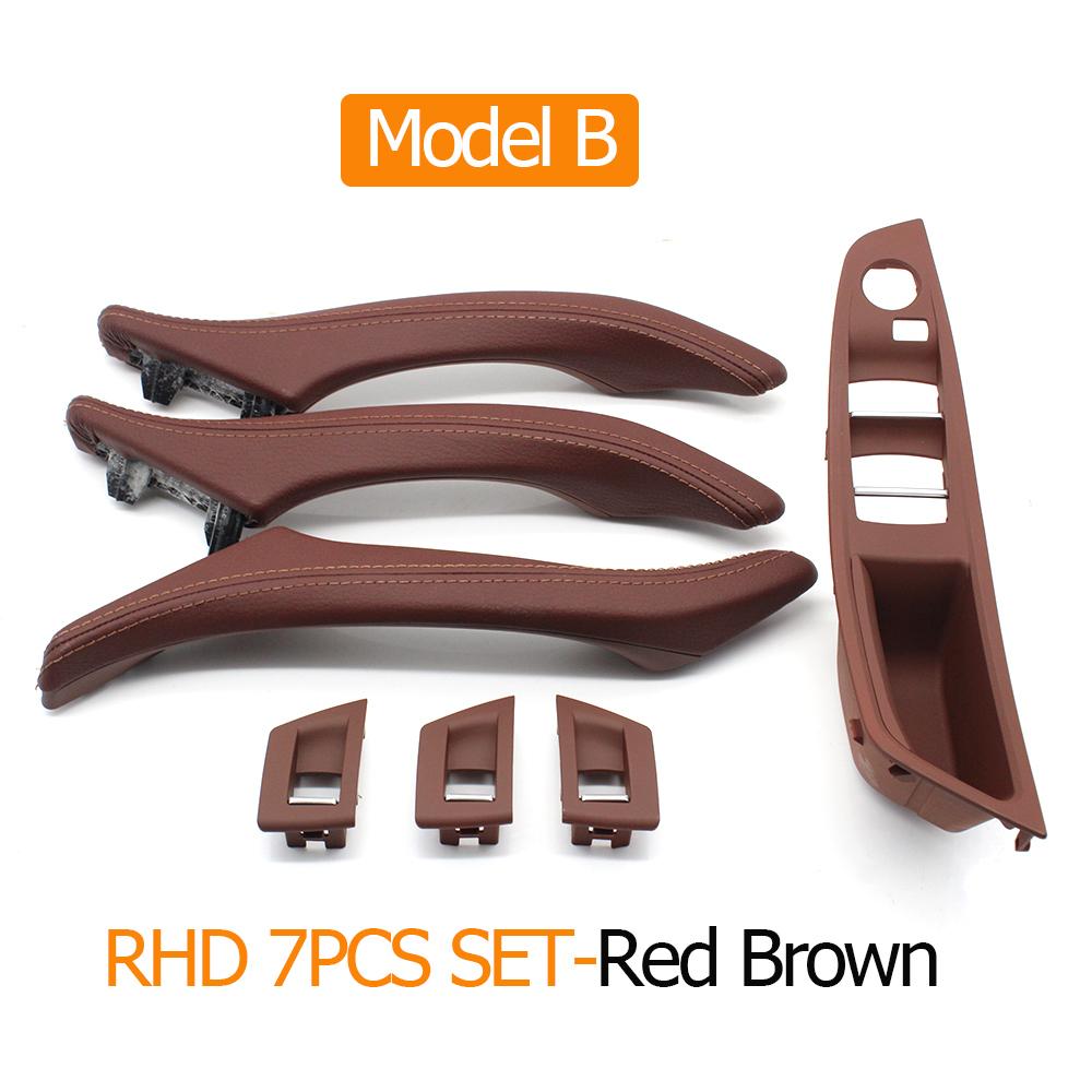 Right Hand Driver RHD Beige Black Car Interior Leather Door Handle Assembly 7PCS Set For BMW 5 Series F10 F11 523i 525i 528i 530