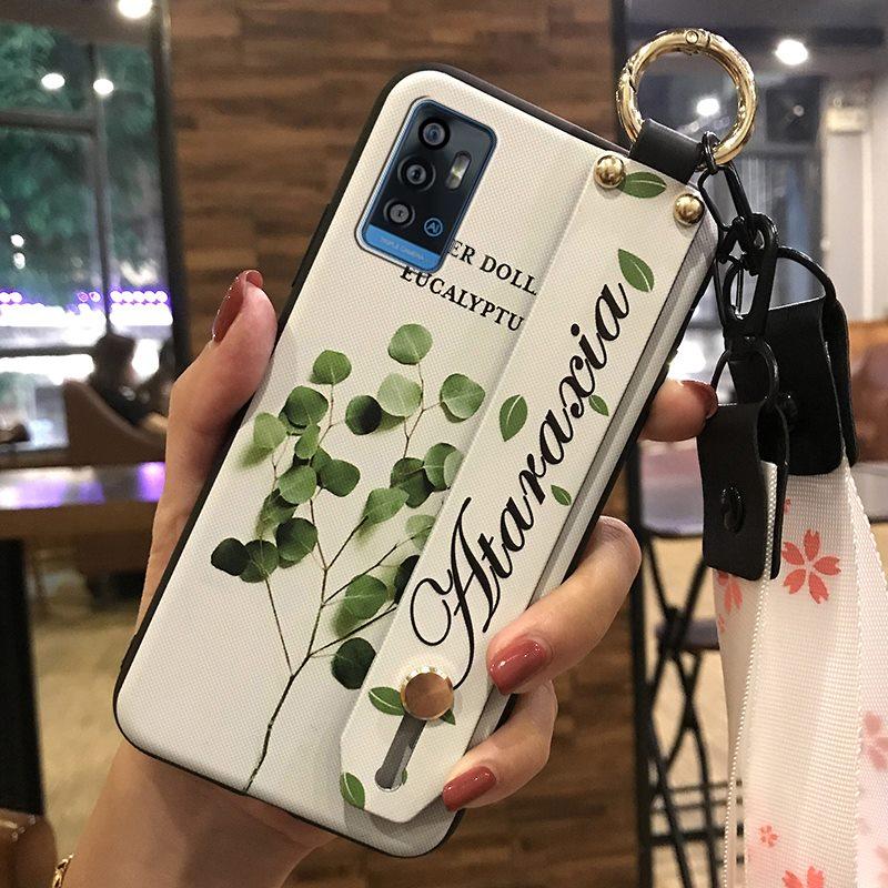 Kickstand Durable Phone Case For ZTE Blade A71/Optus X Swift 5G Back Cover Soft case Flower Fashion Design Lanyard Ring