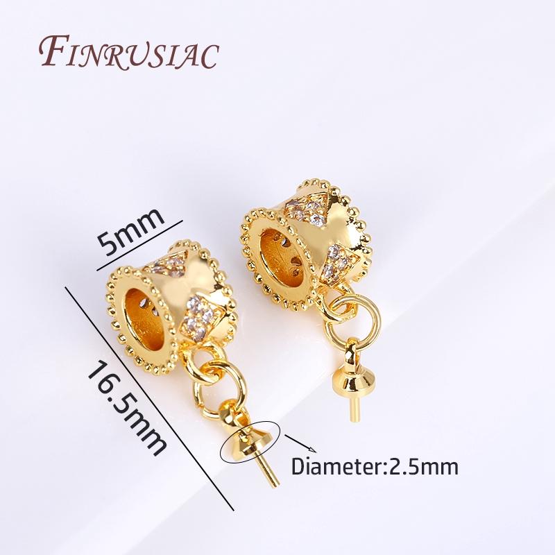 6 Style 18K Gold Plated Zircon-Set Pearl Pendant Mounting,Beads End Caps Peg Bails,Suitable For DIY Pearl Pendants Making