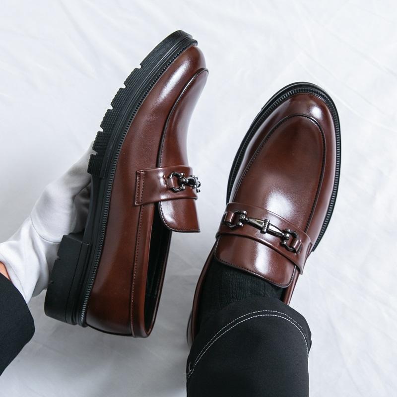 Fashion Luxury Fashion Designer New Thick Soled Pu Leather Casual Shoes For Men Slip On Loafter Formal Wedding Dress Homecoming