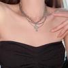 Zircon Cross Pendant Necklace Women Girl Sweet Cool Style Y2K Multi Layered Clavicle Chain Jewelry Birthday Party Accessories