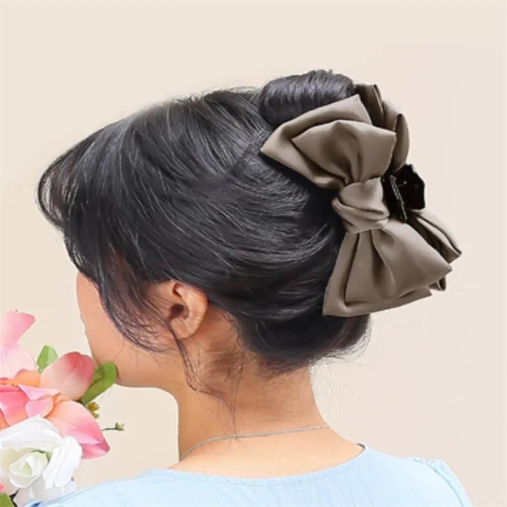 Silk ribbon hair clip cocoa hair ornament adult ribbon hair clip