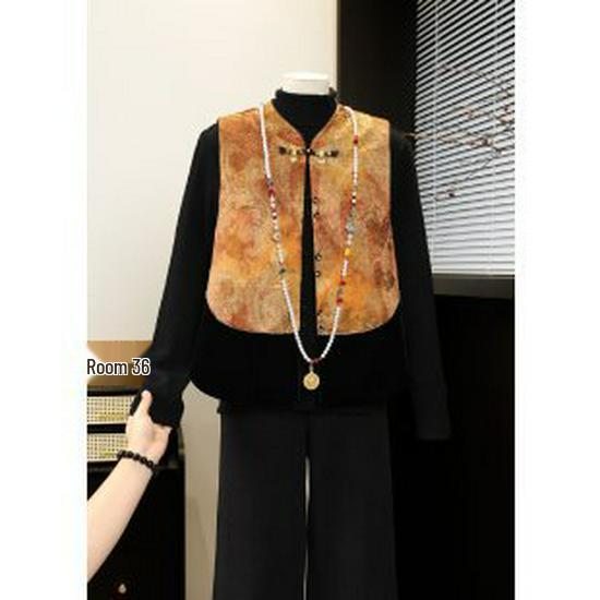 Spring & Autumn Chinese-Style Jacket for Middle-Aged Women 3XL оранжевый