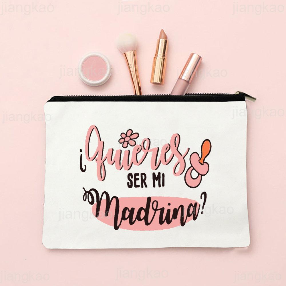 Best Godmother In World Print Make Up Bag Women Travel Neceser Cosmetic Bag Travel Toiletry Organizer Zipper Pouch Madrina Gifts