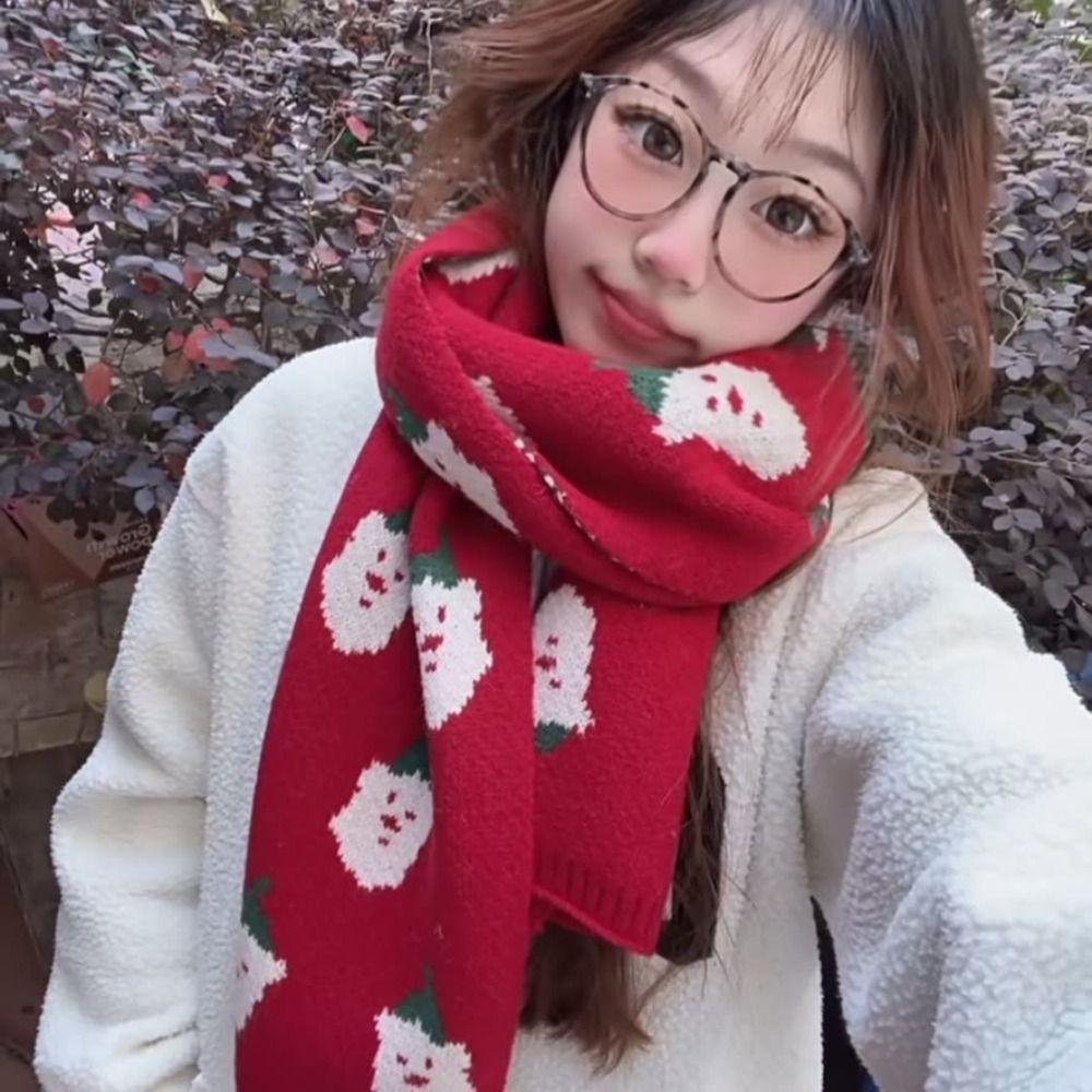 Christmas Tree Jacquard Knitted Scarf Keep Warm Winter Knitted Scarves  Lovers Gift