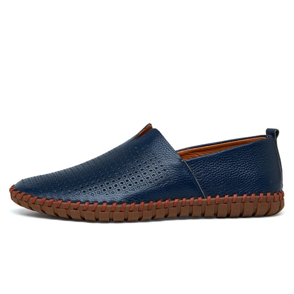 Breathable Mens Leather Shoes 2024 New Casual Shoes Autumn Flat Heel Solid Color Loafers