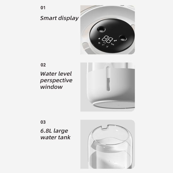 Umidificator USB cu Lumină de Noapte Afișaj Digital Mod Dublu de Pulverizare Zgomot Redus Capacitate Mare Umidificator de Aer Difuzor Uleiuri Esențiale