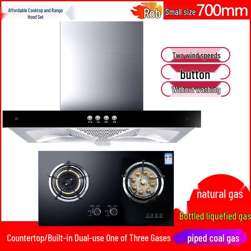 Compact 60-70cm Euro Style Top-Mount Range Hood with Large Suction for Small Apartments.