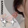 2PCS Silver Color Fashion Cross Star Zircon Stud Earrings for Women Elegant Y2K Girl Simple Earrings Cute Jewelry New Year Gifts