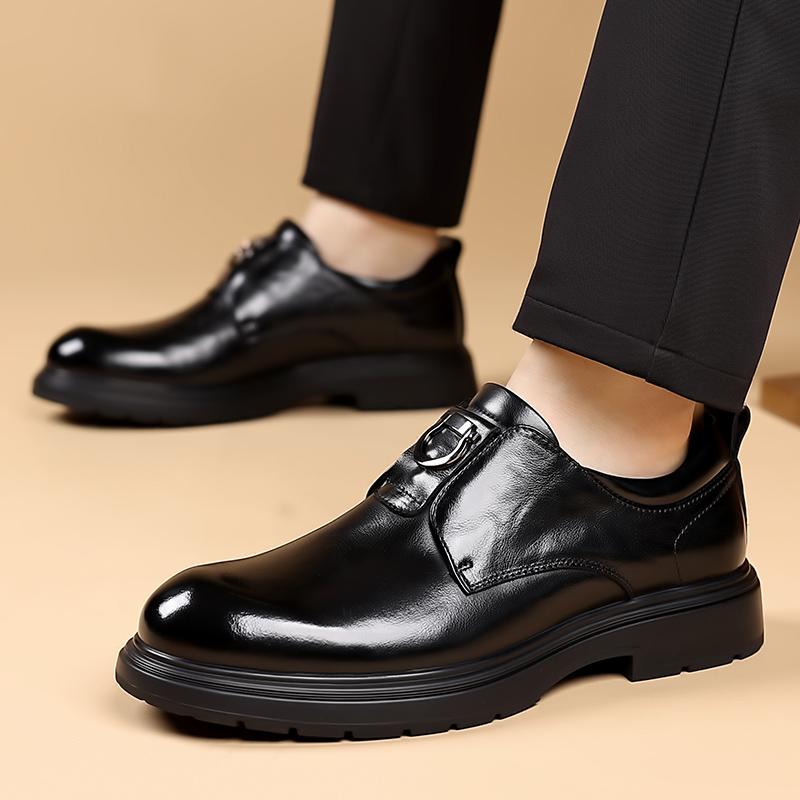 Fashion 2025 British Style Men's Leather Casual Shoes Thick Soled Wear-resistant Classic Loafers Business Men's Formal Shoes Trendy