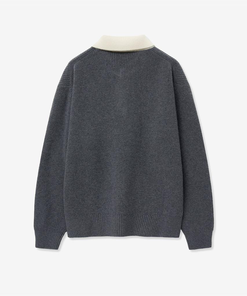 Tienjiti Oversized Rugby Polo Knit Top (Grey) Tnsw5F116G2
