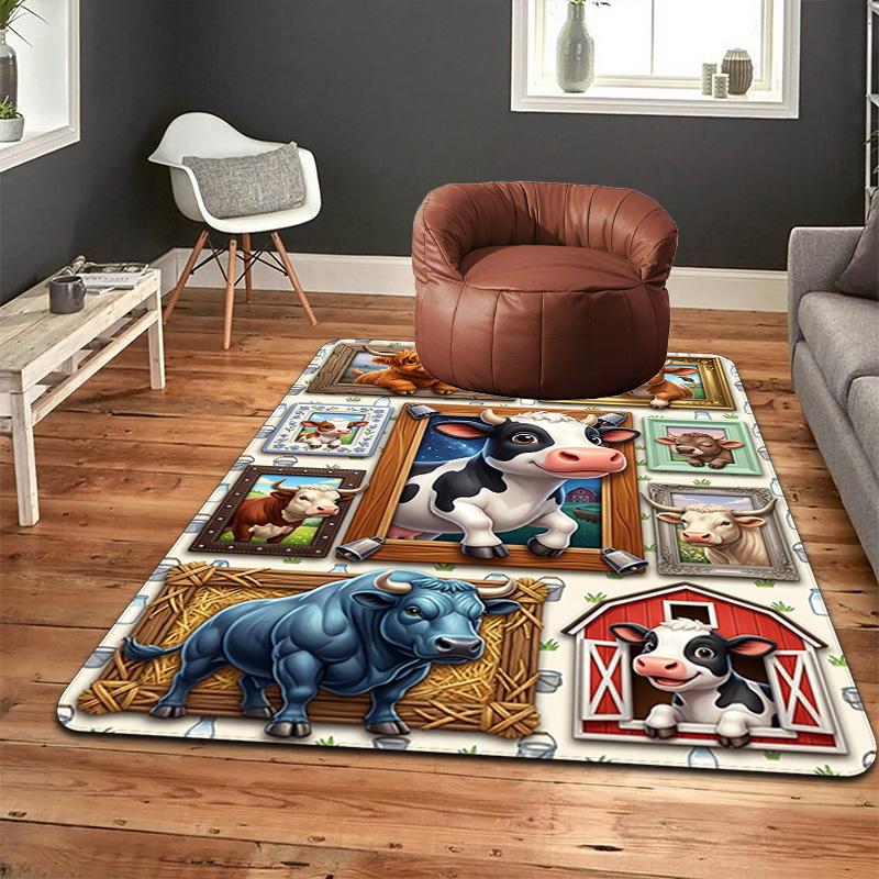 Farm Animal Frames Pattern Rug Floor Mat for Living Room or Bedroom Soft and Comfortable Carpet a Gift for Birthday and Holiday.