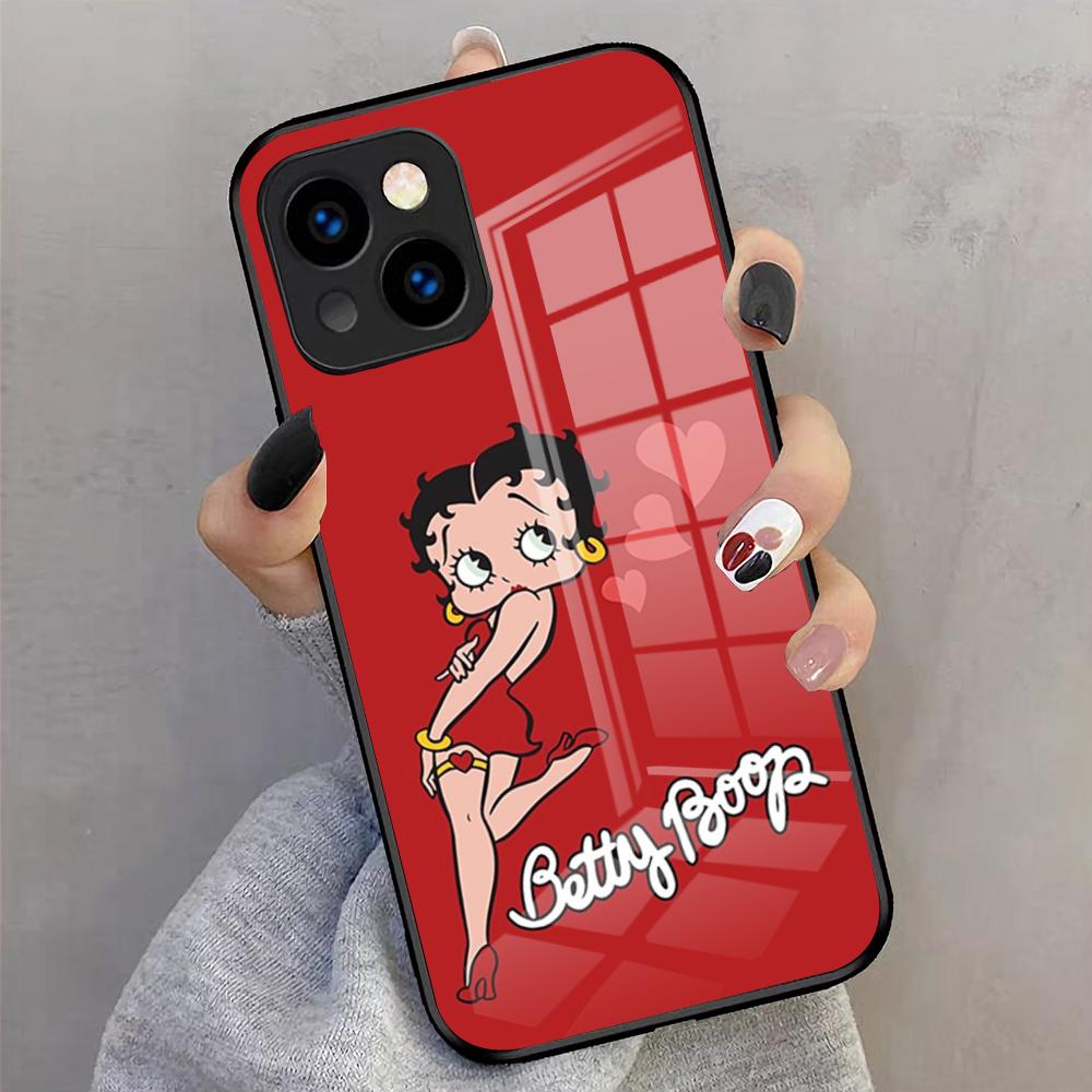 

Betty Beautiful B-boop Phone Case For IPhone 17 Pro Max 16 15 14 Pro Max 13 11 X Xs Xr 8 7Plus Glass Cover iPhone17