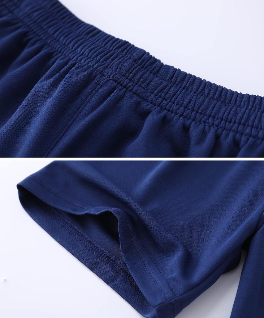 Hiheart Junior Trainingsbekleidung Sommer Kurzarm und Größe 120cm Kinder Fußball/Futsal Set, Jungenbekleidung, Shorts, Marineblau,