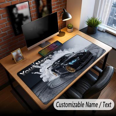 Car Racing Theme Custom Mouse Pad Personalized With Name Text Customized Desk Mat For Office Home Decor