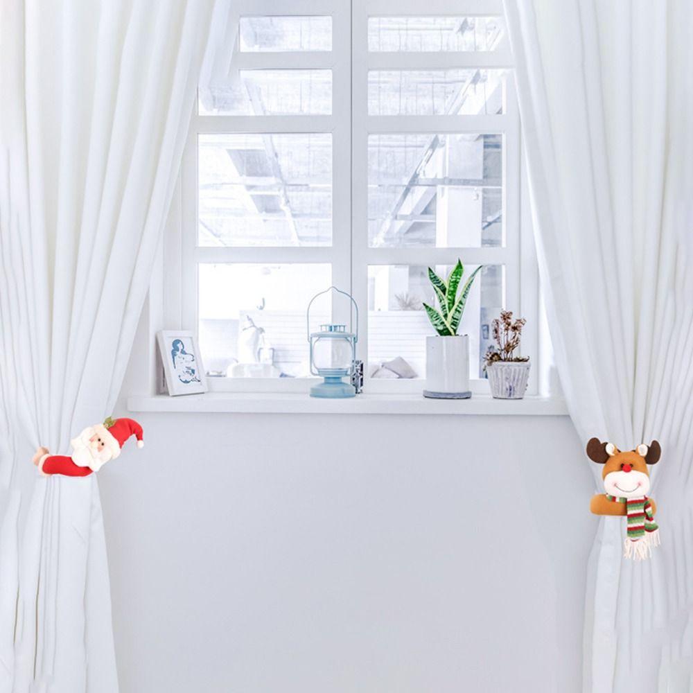 Cute Christmas Curtain Buckle Cartoon Snowman Elk Curtain Decorative Accessories Santa Claus Xmas Creative Curtain Tieback