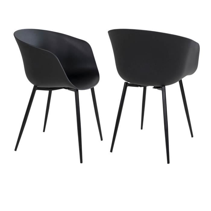Lot de 4 fauteuils de jardin noir en acier et polypropylène - RODA