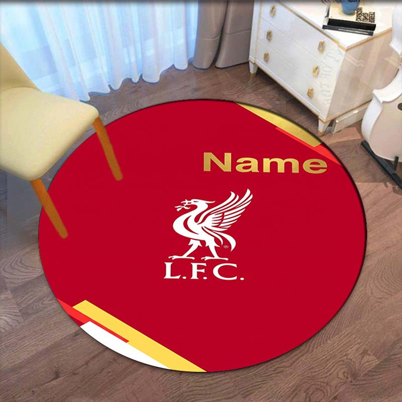 Benutzerdefinierter Name Liverpool Football Club Aufgedruckter Runder Teppich Teppich Stuhlteppich Bereichsteppich Eingang Fußmatten, für Bürostuhl Wohnzimmer Schlafzimmer Küchenraum.