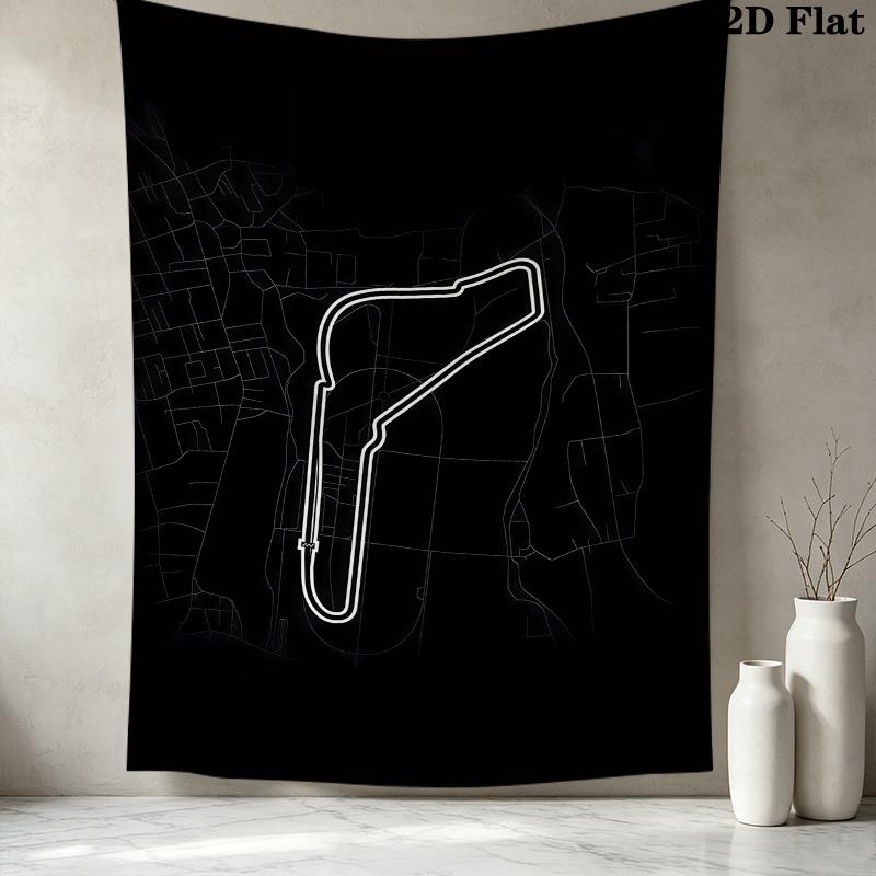 F1 Track Map Wall Tapestry Aesthetic Wall Hanging Printed Fabric Blanket Decorative Tapestries For Bedroom Living Room Home Decor