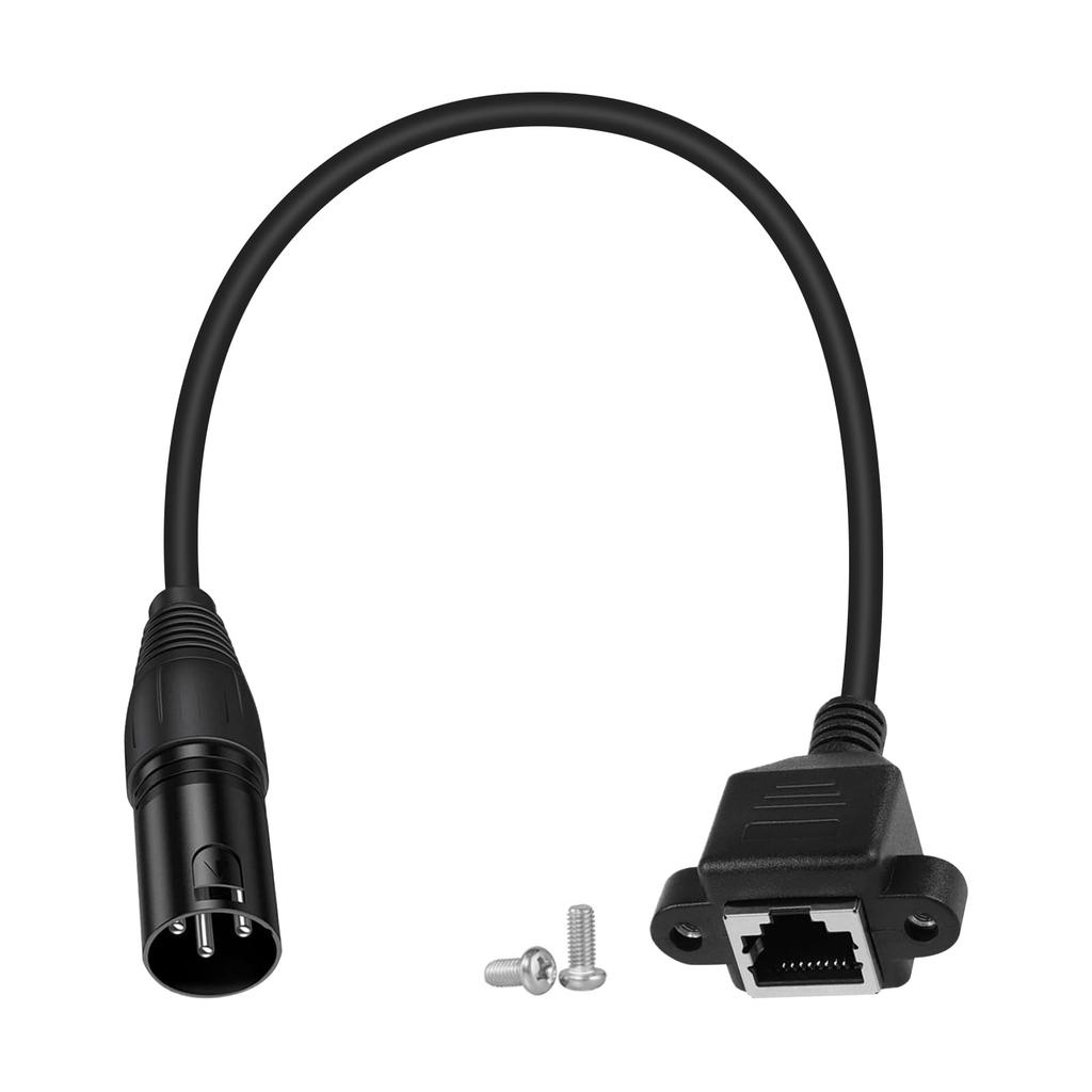 Poyiccot XLR Cable Short DMX, XLR 3-pin Male to RJ45 Female Adapter Conversion Cable, CAT5 Extension for DMX-CON Controller Series, 30cm