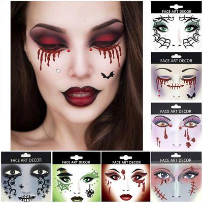 Halloweenská tématika Obličejové šperky Kamínky Dočasné křišťálové samolepky Obličejové drahokamy Samolepicí třpytivé šperkové tetovací samolepky Make-up