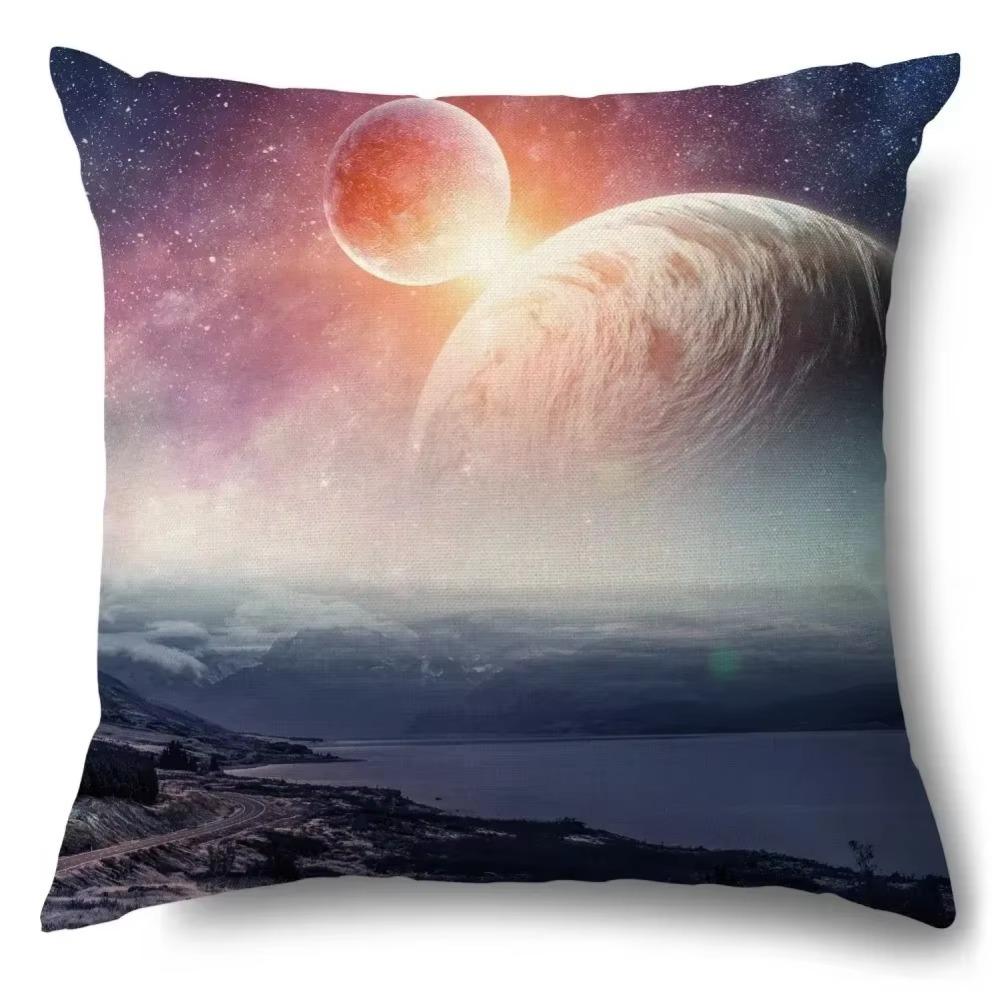 Luxury Home Decor Pillow Cover Living Room Sofa Cushion Cover Blue Planet Astronaut Pattern Cushion Cover