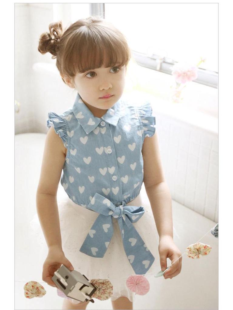 Girls' Spring & Autumn Korean Style Lace Beaded T-Shirt Top