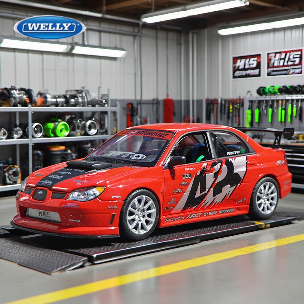 WELLY 1/24 APR Subaru Lmpreza Performance Alloy Car Diecasts & Toy Vehicles Car Model Miniature Scale Model Car Toy for Children