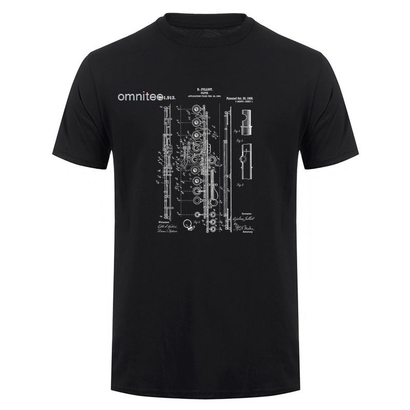 Flute Patent T Shirts Flutist Flautist Cool Music Player Gift Short Sleeve Cotton Summer Style Tshirt HJ134