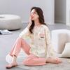 2025 Women's Cotton Pajamas Set - Autumn/Winter Long Sleeve Korean Style Loose Pullover for Indoor/Outdoor Wear