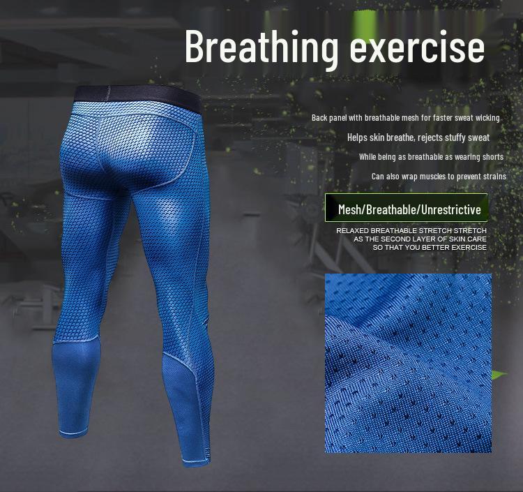 Men's 3D Print Quick-Dry Stretch Compression Running Leggings