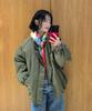 Generalidea Unisex Padded Volume Blouson Bomber Jumper [Khaki] / Sbe3U07006