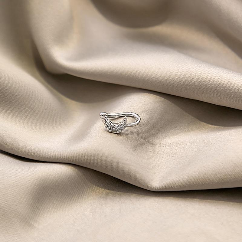 Perforated U-shaped Nose Clip Retro and Cold Style Bow Accessory Moon Octagonal Star Diamond-encrusted Nose Decoration