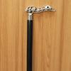 Bird Handle Walking Stick Silver Tone Carved Cane with Black Wooden Shaft Handmade Walking Cane Gift for Men, Collectors