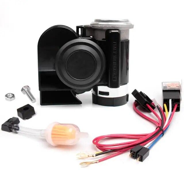 FARBIN Compact Air Horn with Compressor 12V/24V 120db Snail Electric Car Horn Super Loud with Wiring Harness