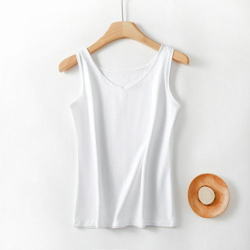 

2025 новый летний женский жилет без рукавов цельный верх жилет из модала облегающий низ верх с V-образным вырезом стропа с тонкой домашней одеждой XXL белый