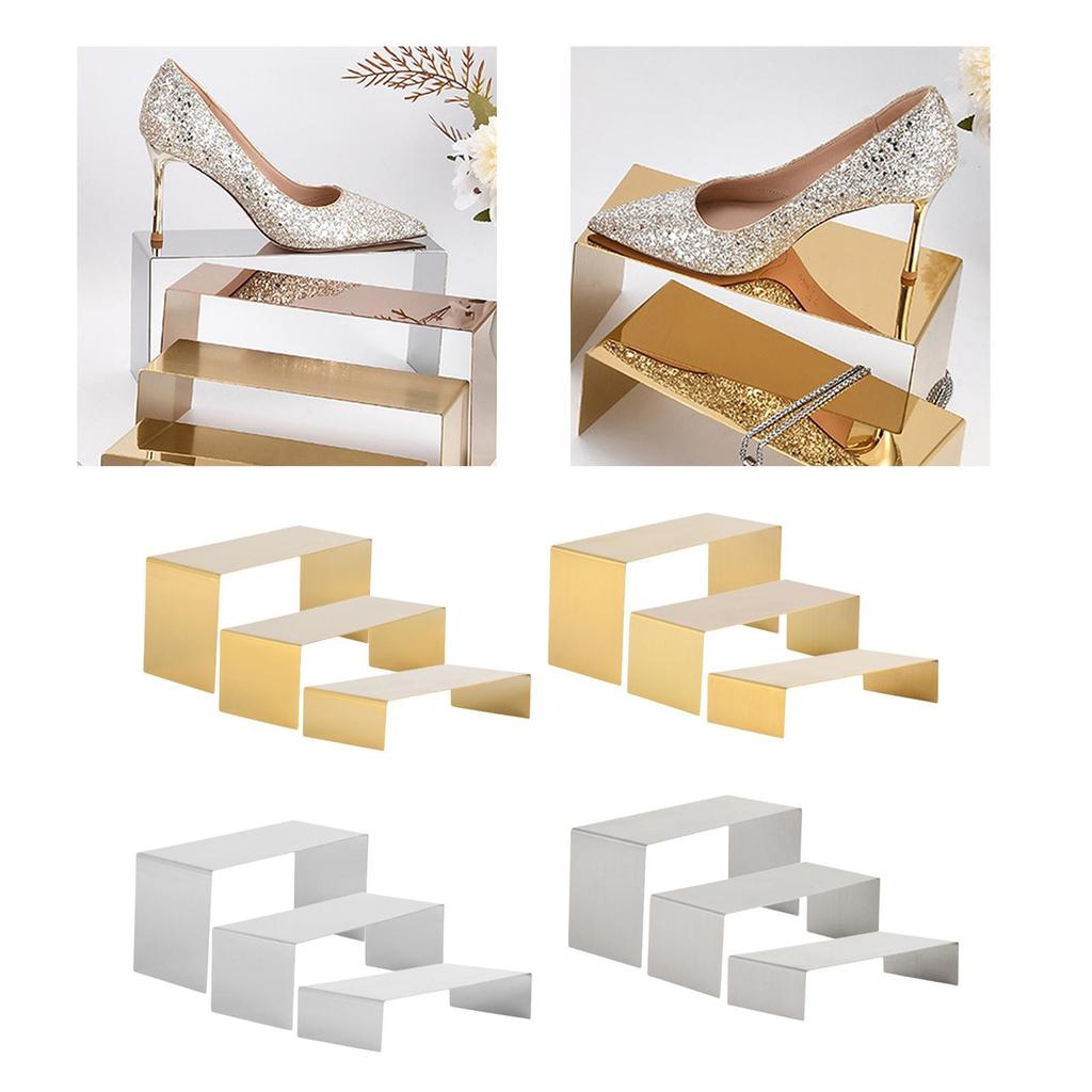 3 Pieces Riser Display Stands Stainless Steel Multipurpose Perfume Stand
