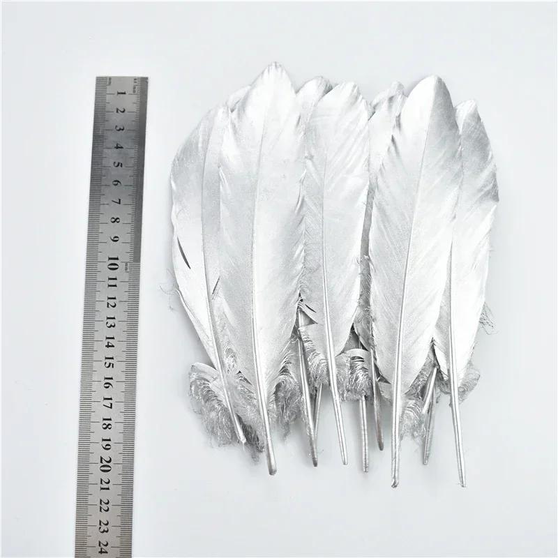 Gold Silver Goose Feathers For Crafts Duck Turkey Feather Decor Hats Jewelry Handicrafts Manmade Decorations Wedding Accessories