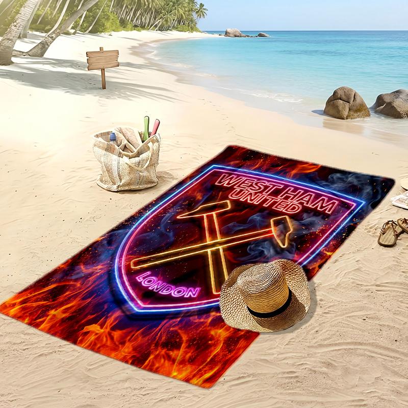 West Ham United Fußball-Print Strandtuch, Großes Weiches Schnelltrocknendes Handtuch für Strand Camping Schwimmen