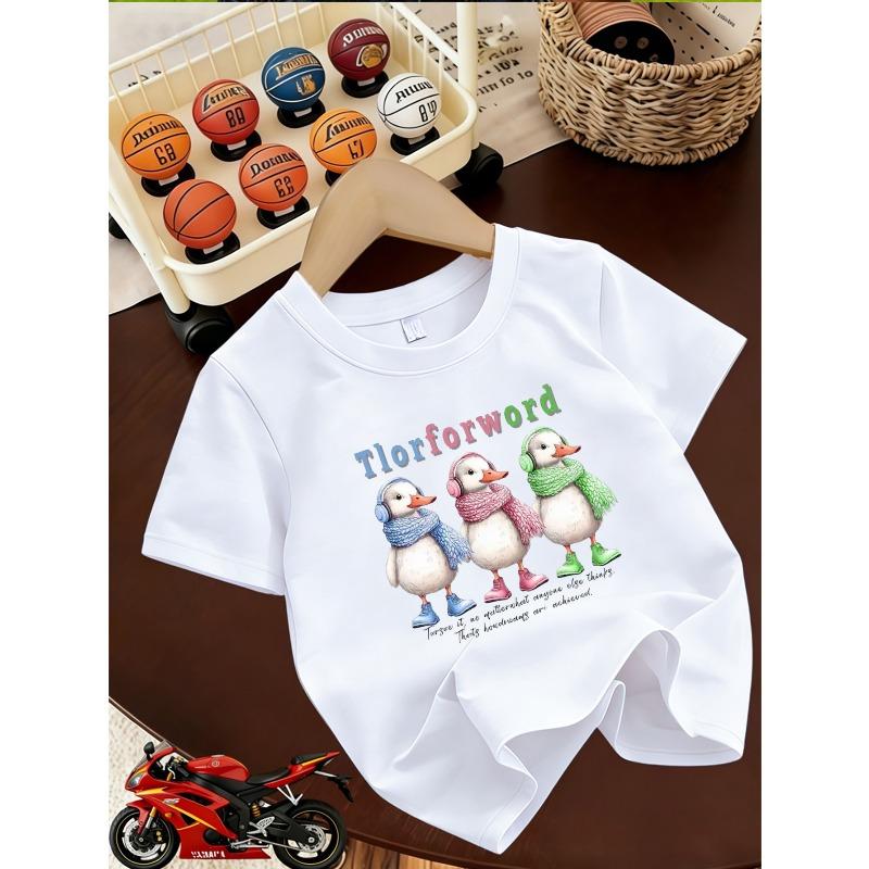 European sizes Boys Fashion Short-Sleeve T-Shirt / Cartoon Anime Element Print Short-Sleeve / Sports Element Print Short-Sleeve 110 белый